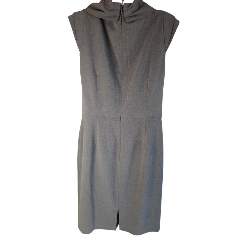 Tahari Gray Sleeveless Dress Sz 10 Cowl Neck Zip Up Back Slit Back - Picture 5 of 8